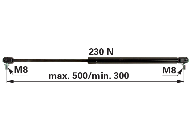 Gasdruckfeder für Traktorkabinentür 230 N, 500 mm – passend für Fendt X800420414000 GartenShop24 - Hochwertige Gartengeräte