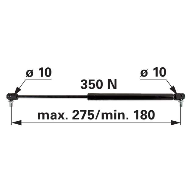 Gasdruckfeder für Türe 350 N Länge 275 mm anstelle von Lindner 3203117 GartenShop24 - Hochwertige Gartengeräte