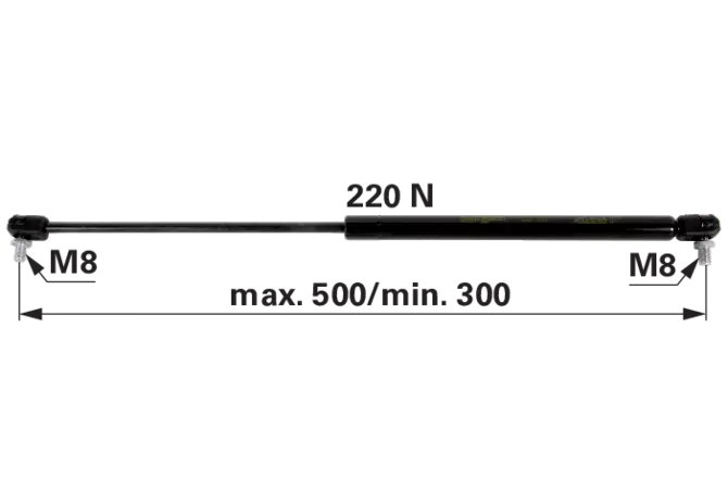 Gasdruckfeder für Heckscheibe 220 N, Länge 500 mm – passend für Case IH 1971235C2 GartenShop24 - Hochwertige Gartengeräte