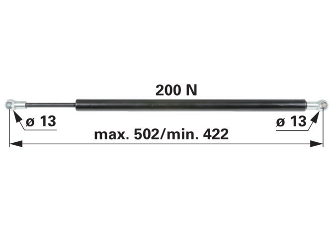 Gasdruckfeder für Türe, 200 N, Länge 502 mm, passend für Deutz-Fahr 04402639 GartenShop24 - Hochwertige Gartengeräte