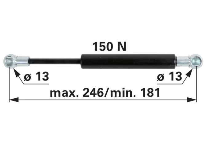 Gasdruckfeder für Türe 150 N, Länge 246 mm – passend für Deutz-Fahr 0.014.5653.4 GartenShop24 - Hochwertige Gartengeräte