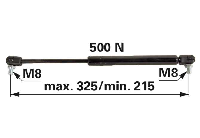 Gasdruckfeder für Frontscheibe 500 N, Länge 325 mm – passend für John Deere AL119517 GartenShop24 - Hochwertige Gartengeräte