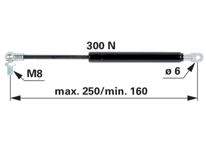 Gasdruckfeder für Dachluke 300 N, Länge 250 mm – passend für John Deere AL28599 GartenShop24 - Hochwertige Gartengeräte