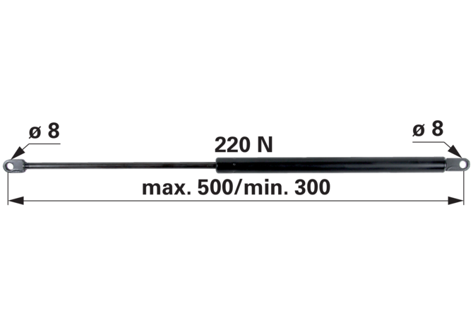 Gasdruckfeder 220 N Länge 500 mm passend für Lugstein Kabine GartenShop24 - Hochwertige Gartengeräte