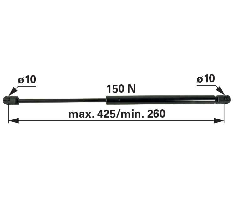 Gasdruckfeder für Heckscheibe 150 N, Länge 425 mm, passend für John Deere AL30141 GartenShop24 - Hochwertige Gartengeräte