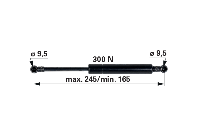 Stabilus Gasdruckfeder für Türe 300 N, Länge 245 mm – anstelle von Lindner 3005006 Stabilus