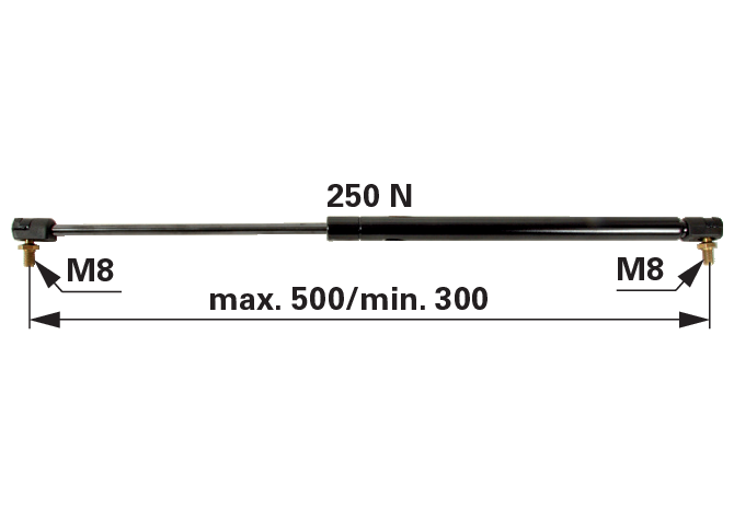 Gasdruckfeder für Türe 250 N Länge 500 mm GartenShop24 - Hochwertige Gartengeräte