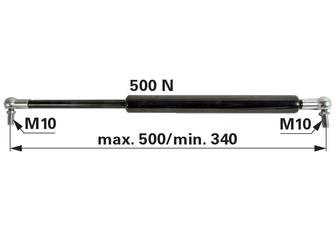 Gasdruckfeder für Türe 500 N, Länge 500 mm – passend für Massey Ferguson 3380149M2 GartenShop24 - Hochwertige Gartengeräte