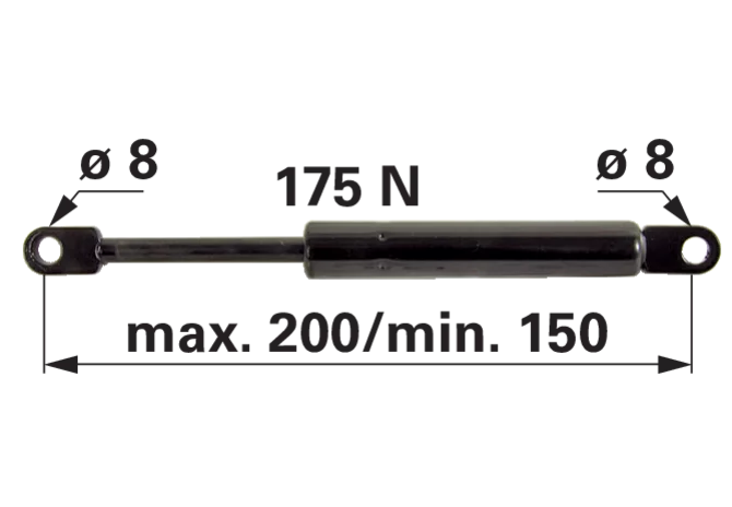 Gasdruckfeder 175 N, Länge 200 mm, anstelle von Mauser 6-100.18.200 GartenShop24 - Hochwertige Gartengeräte
