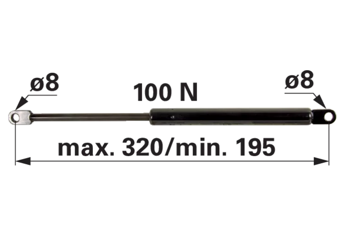 Gasdruckfeder 100 N, Länge 320 mm – passend für Mauser 6-100.10.320 GartenShop24 - Hochwertige Gartengeräte
