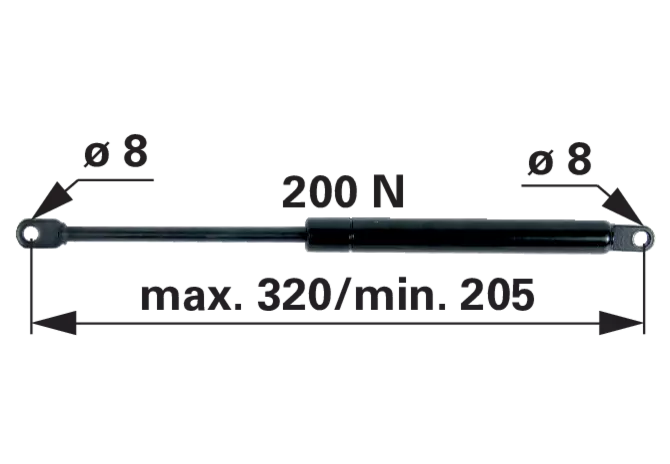 Gasdruckfeder für Türe 200 N Länge 320 mm – passend für Lindner 3200390 GartenShop24 - Hochwertige Gartengeräte