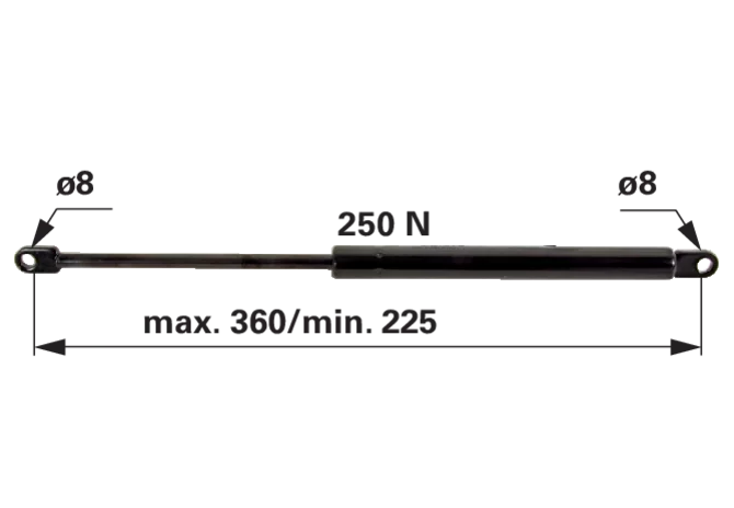 Gasdruckfeder 250 N, Länge 360 mm, anstelle von Mauser 6-100.25.360 GartenShop24 - Hochwertige Gartengeräte
