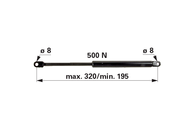 Gasdruckfeder für Türe und Frontscheibe, 500 N, Länge 320 mm, anstelle von Mauser 6-100.50.320 GartenShop24 - Hochwertige Gartengeräte