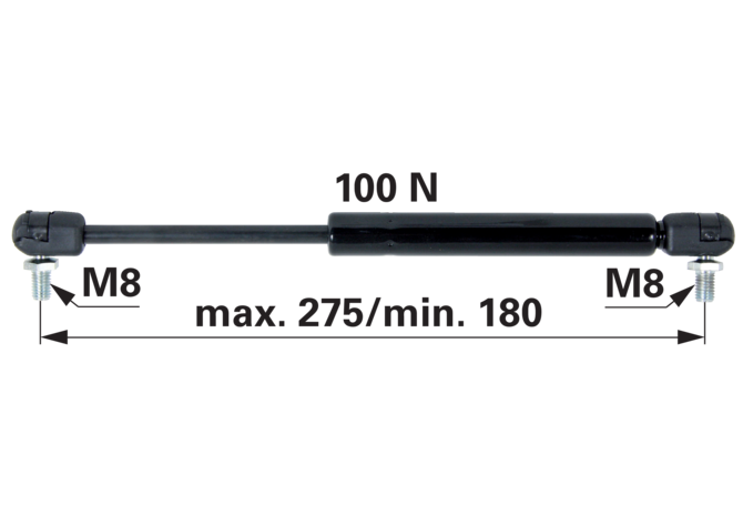 Gasdruckfeder für Dachluke 100 N, Länge 275 mm, anstelle von CNH 47108512 GartenShop24 - Hochwertige Gartengeräte