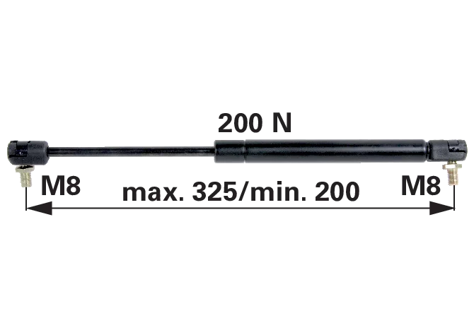 Gasdruckfeder für Türe 200 N Länge 325 mm – Ersatz für Steyr 1-99-976-060 GartenShop24 - Hochwertige Gartengeräte