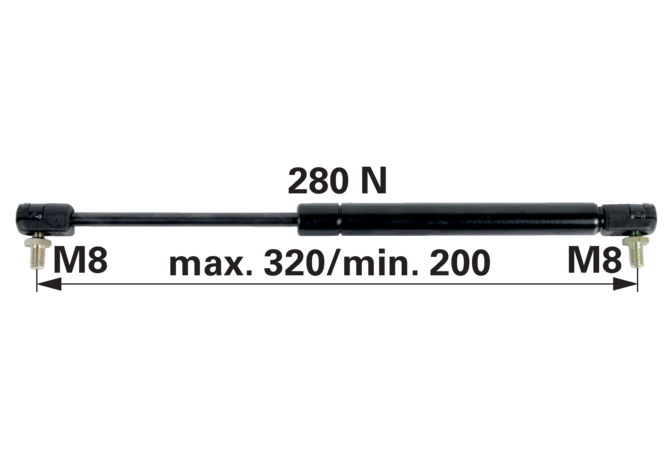 Gasdruckfeder für Türe 280 N, Länge 320 mm – passend für Steyr 1-34-701-485 GartenShop24 - Hochwertige Gartengeräte