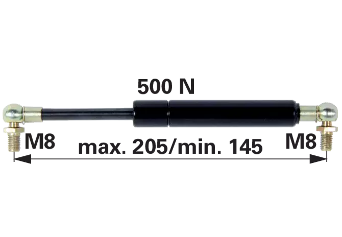 Gasdruckfeder für Türe 500 N, Länge 205 mm – passend für Steyr 1-99-976-061 GartenShop24 - Hochwertige Gartengeräte