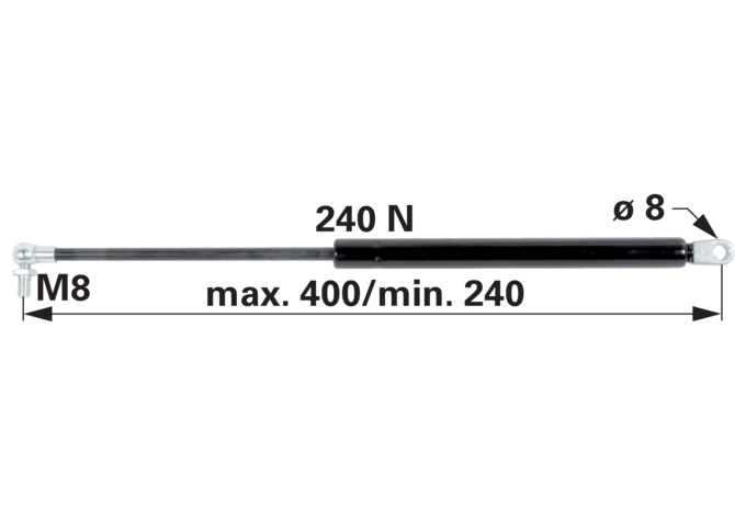 Gasdruckfeder für Heckscheibe 240 N, Länge 400 mm – Ersatz für Fritzmeier 623463 GartenShop24 - Hochwertige Gartengeräte