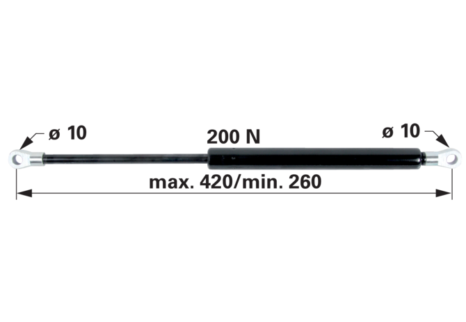 Gasdruckfeder für Türe 200 N Länge 420 mm anstelle von Zetor 60117921 GartenShop24 - Hochwertige Gartengeräte
