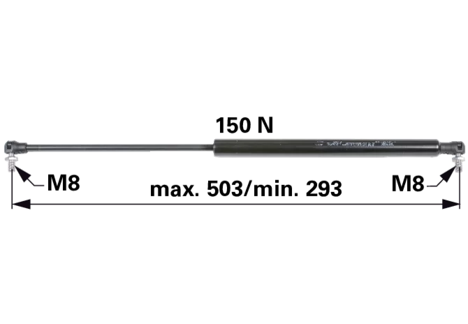 Gasdruckfeder für Frontscheibe 150 N, Länge 503 mm – passend für Fendt H205810040030 GartenShop24 - Hochwertige Gartengeräte
