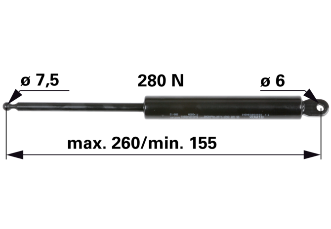 Gasdruckfeder für Dachluke 280 N, Länge 260 mm, ersetzt CNH 5125289 GartenShop24 - Hochwertige Gartengeräte