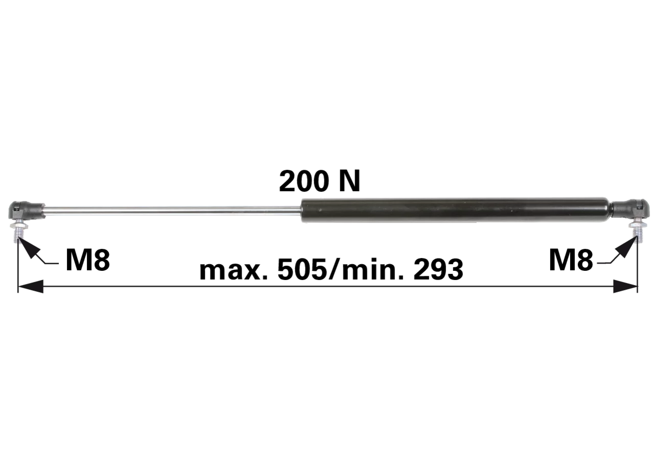 Gasdruckfeder für Heckscheibe 200 N, 505 mm, anstelle von Fritzmeier 614129 GartenShop24 - Hochwertige Gartengeräte