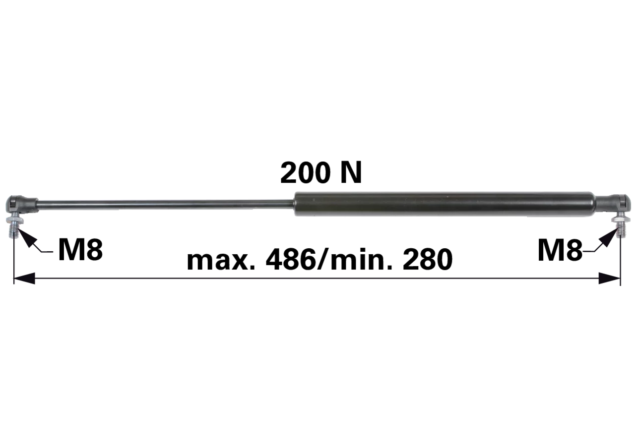 Gasdruckfeder für Heckscheibe, 200 N, 486 mm – passend für John Deere AL71412 GartenShop24 - Hochwertige Gartengeräte