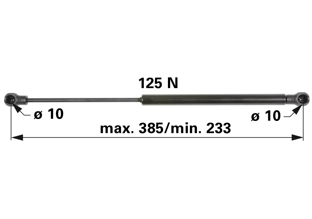 Gasdruckfeder für Heckscheibe 125 N, Länge 385 mm – passend für John Deere RE234166 GartenShop24 - Hochwertige Gartengeräte