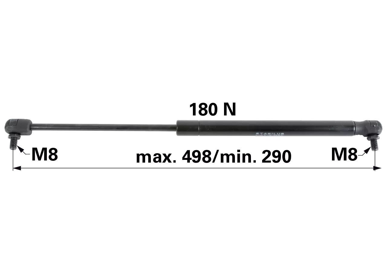 Stabilus Gasdruckfeder für Front- und Heckscheibe, 180 N, Länge 498 mm, anstelle von Lindner 3204911 Stabilus