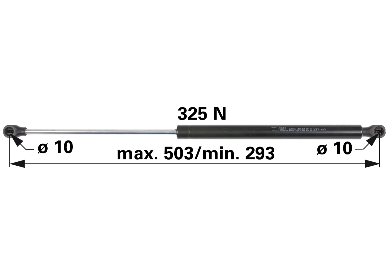 Gasdruckfeder für Türscheibe, 325 N, Länge 503 mm, anstelle von Massey Ferguson 3301488M91 GartenShop24 - Hochwertige Gartengeräte