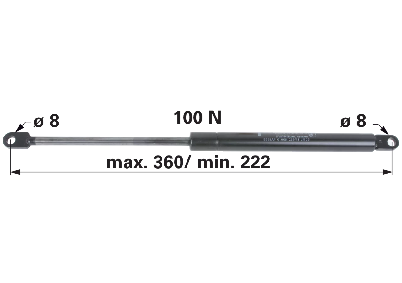 Stabilus Gasdruckfeder 100 N, Länge 360 mm, anstelle von Mauser 6-100.10.360 Stabilus