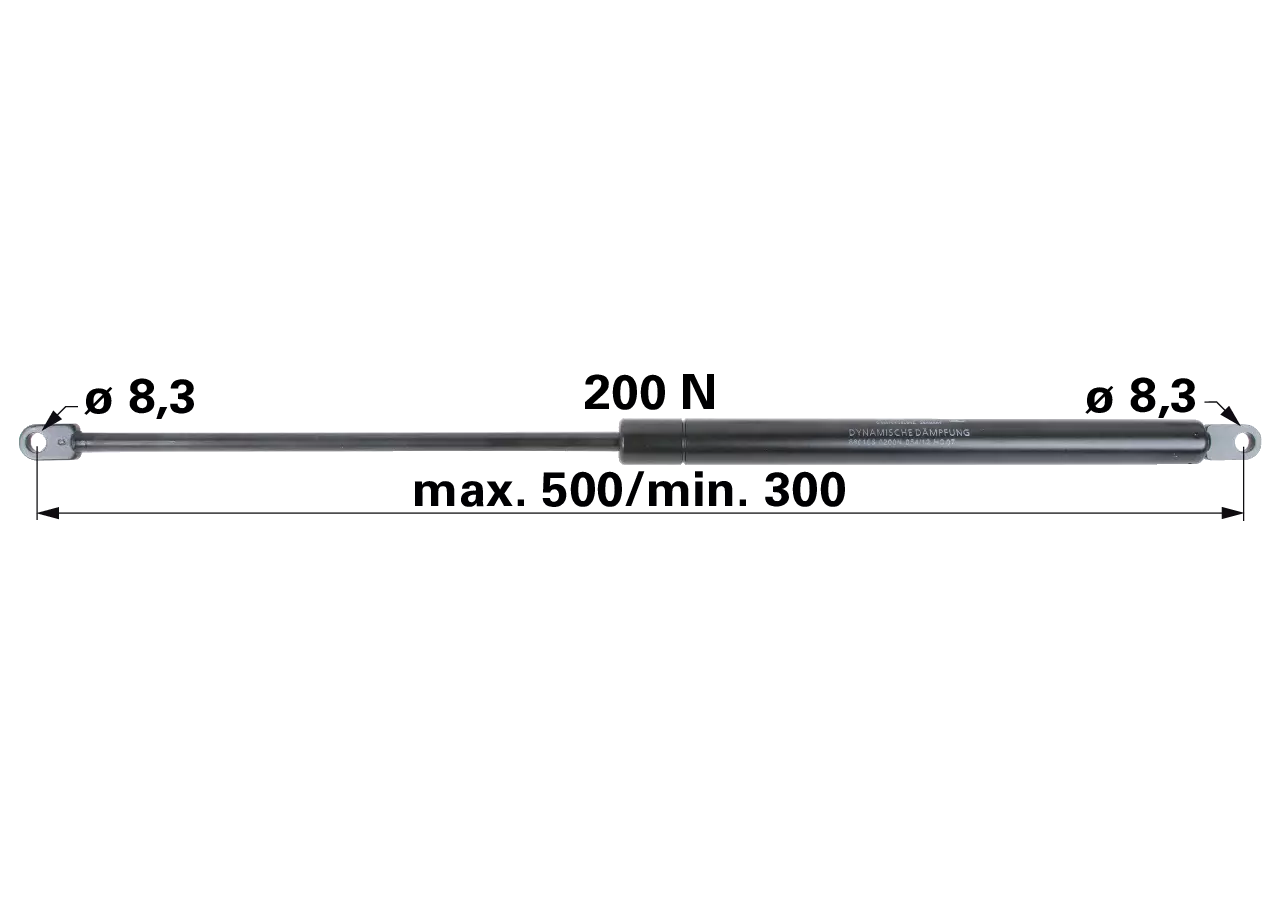 Stabilus Gasdruckfeder 200 N Länge 500 mm (Ersatz für Mauser 6-100.20.505) Stabilus