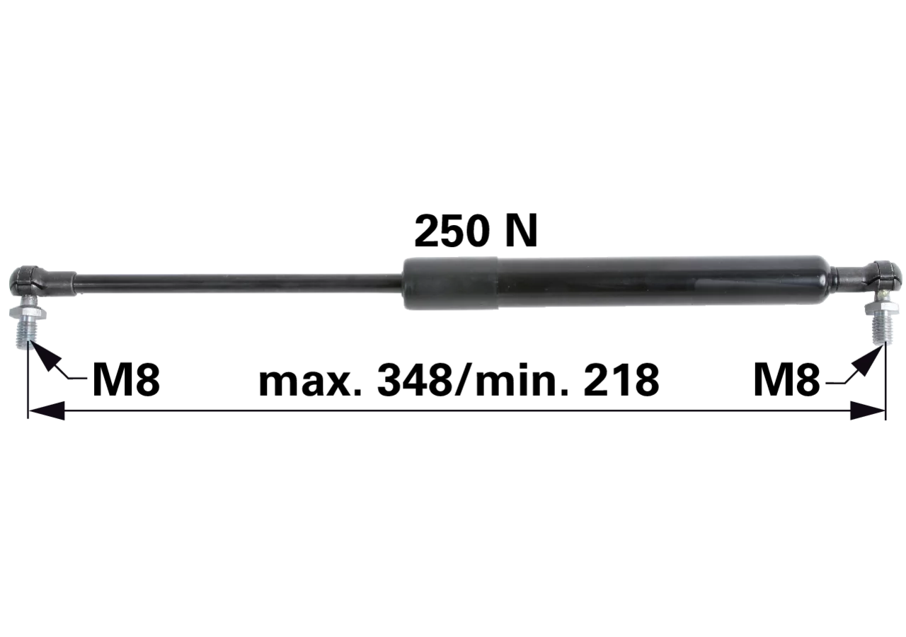 Gasdruckfeder für Türe, 250 N, Länge 348 mm, passend für Valtra V31517920 GartenShop24 - Hochwertige Gartengeräte