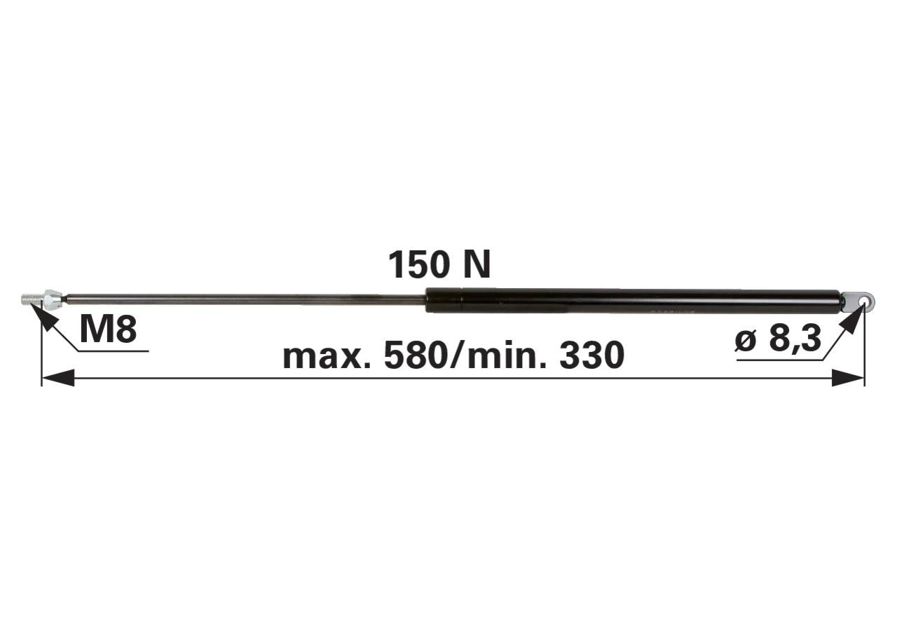 Stabilus Gasdruckfeder für Heckscheibe anstelle von Steyr 1-99-976-005 Stabilus