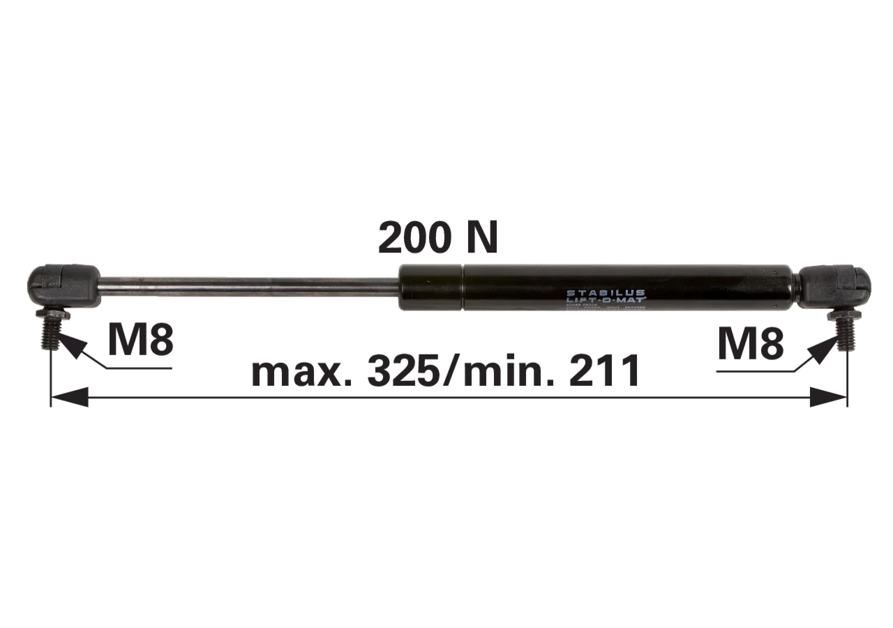 Stabilus Gasdruckfeder für Türe, 200 N, Länge 325 mm, anstelle von Steyr 1-99-976-060 Stabilus