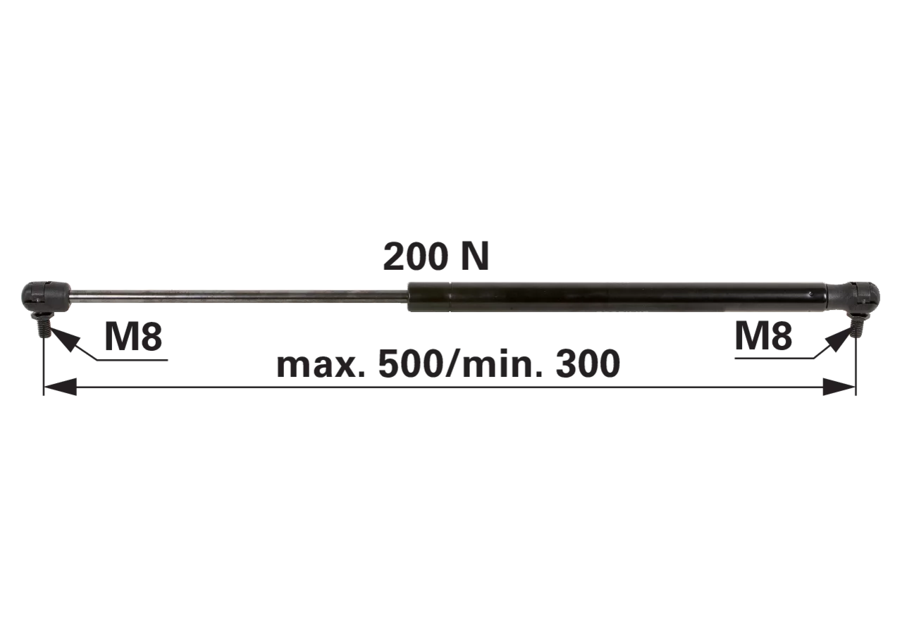 Stabilus Gasdruckfeder für Frontscheibe 200 N Stabilus