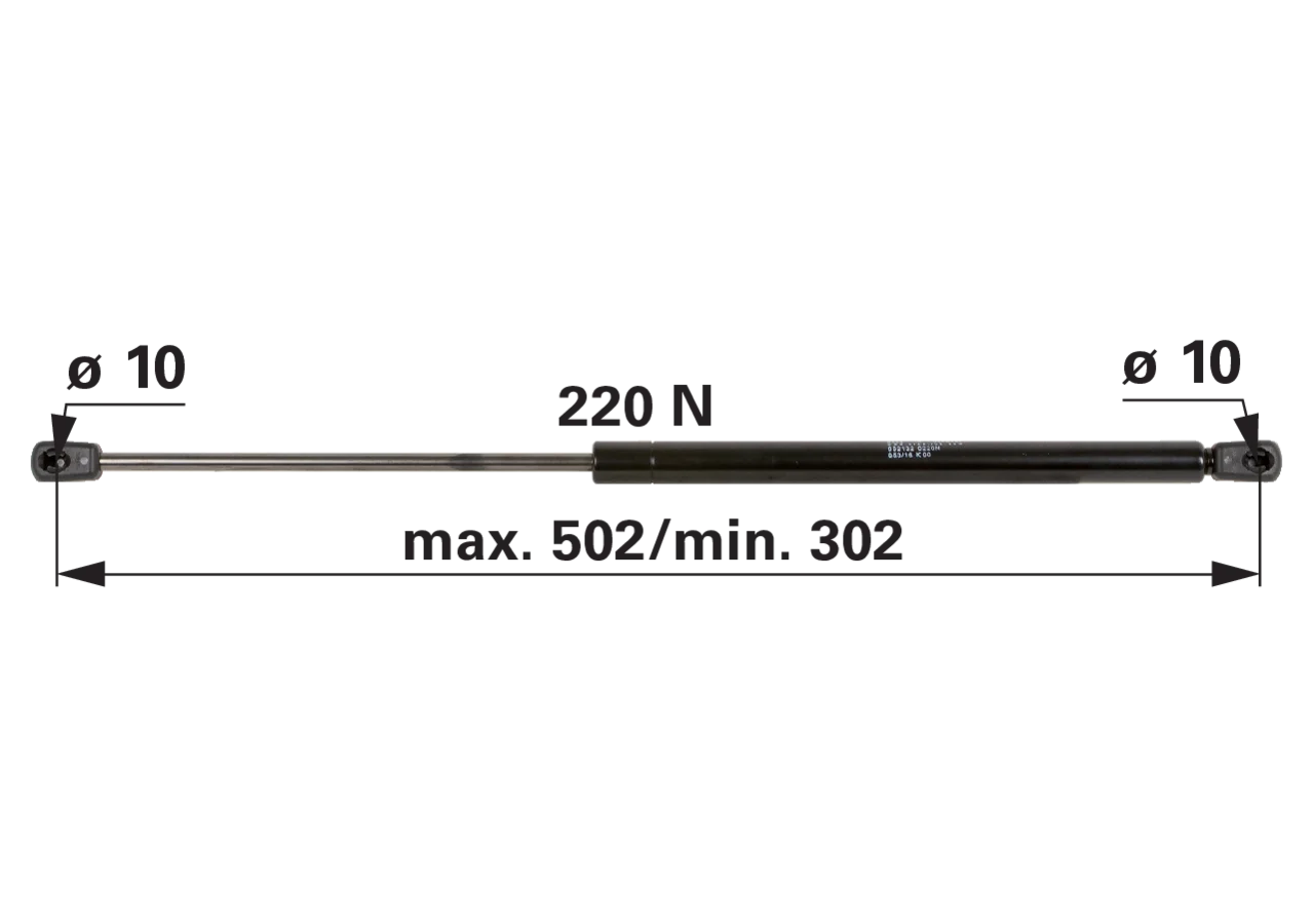 Stabilus Gasdruckfeder für Türe, 220 N, Länge 502 mm Stabilus