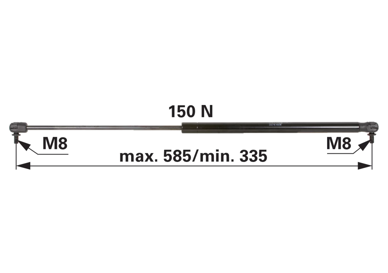 Stabilus Gasdruckfeder für Frontscheibe, 150 N, Länge 585 mm Stabilus