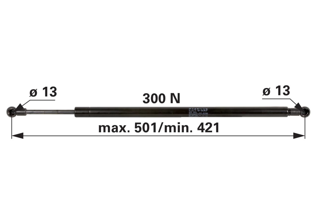 Stabilus Gasdruckfeder für Türe 300 N, Länge 501 mm – passend für Deutz-Fahr 04373761 Stabilus