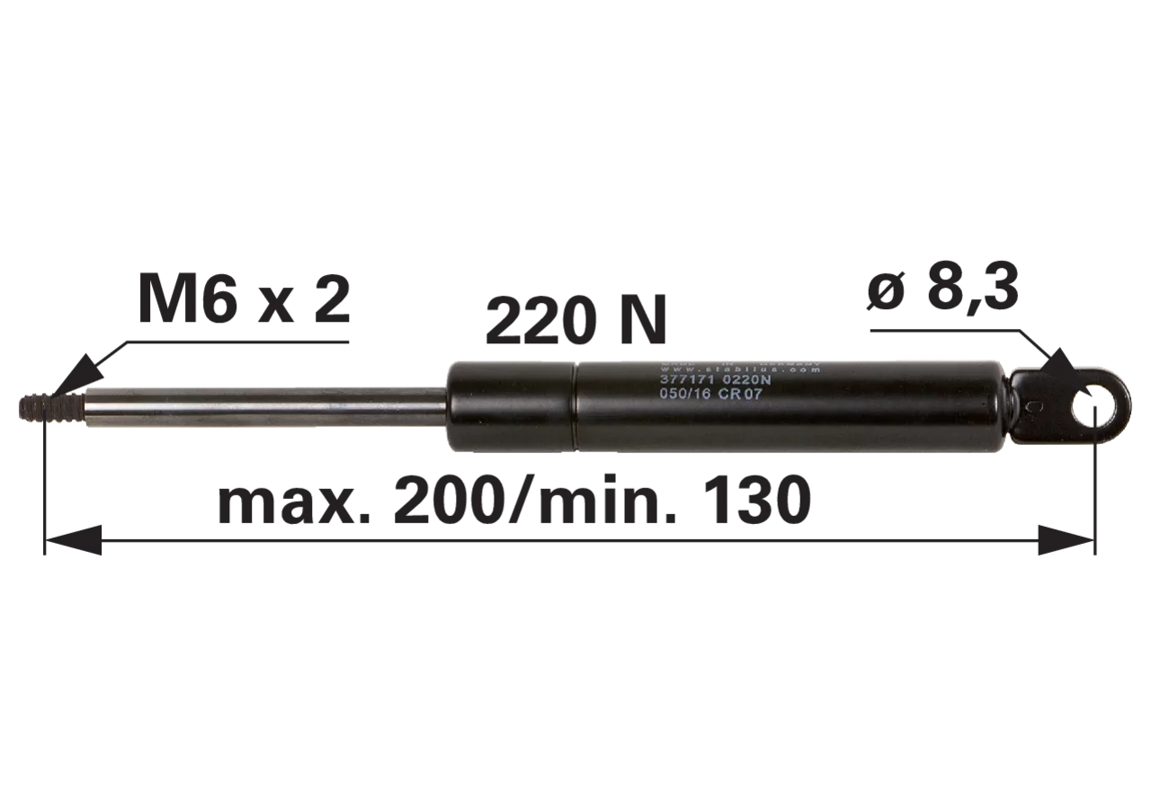 Stabilus Gasdruckfeder für Dachluke 220 N Länge 200 mm Stabilus