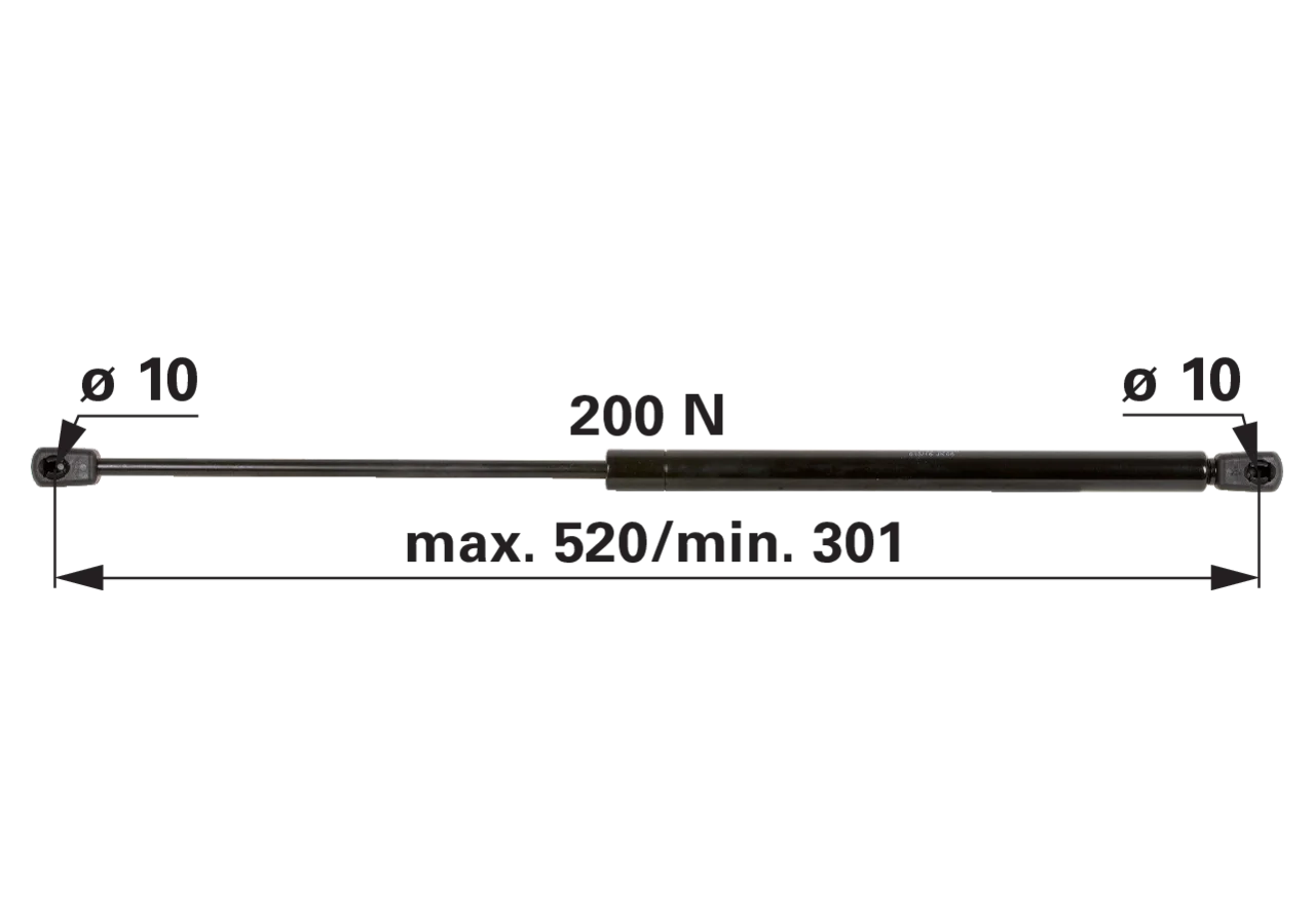 Stabilus Gasdruckfeder für Türe 200 N Länge 520 mm Stabilus
