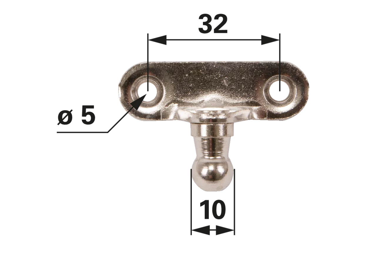 Stabilus Winkelblech mit Kugel, Länge 46,2 mm Stabilus
