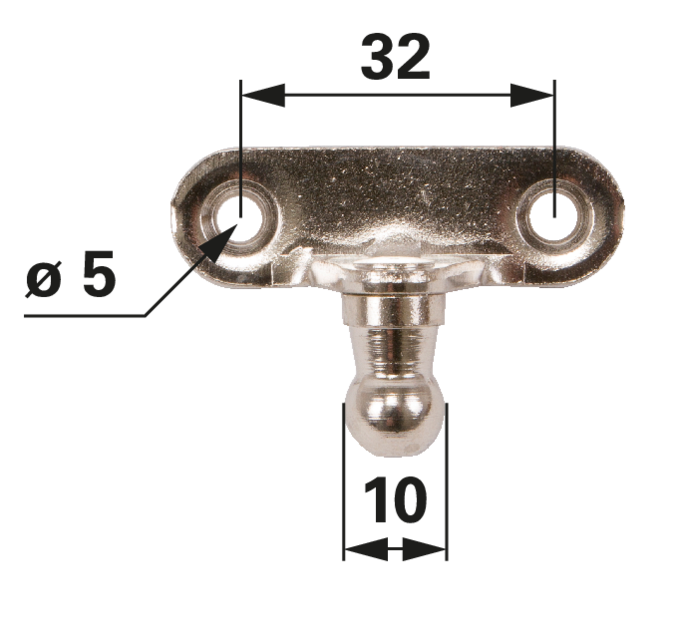 Stabilus Winkelblech mit Kugel, Länge 46,2 mm Stabilus