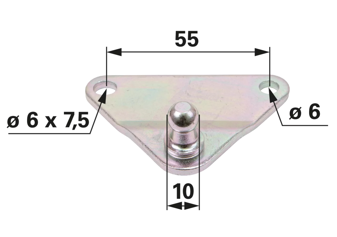 Stabilus Winkelblech mit Kugel, Länge 69 mm Stabilus