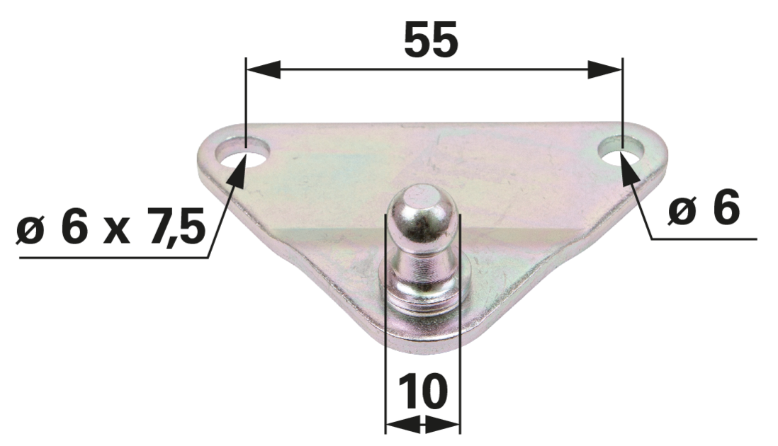 Stabilus Winkelblech mit Kugel, Länge 69 mm Stabilus