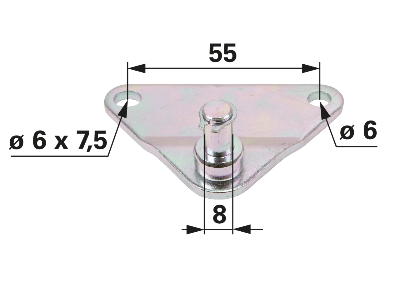 Stabilus Winkelblech mit Bolzen, Länge 69 mm Stabilus