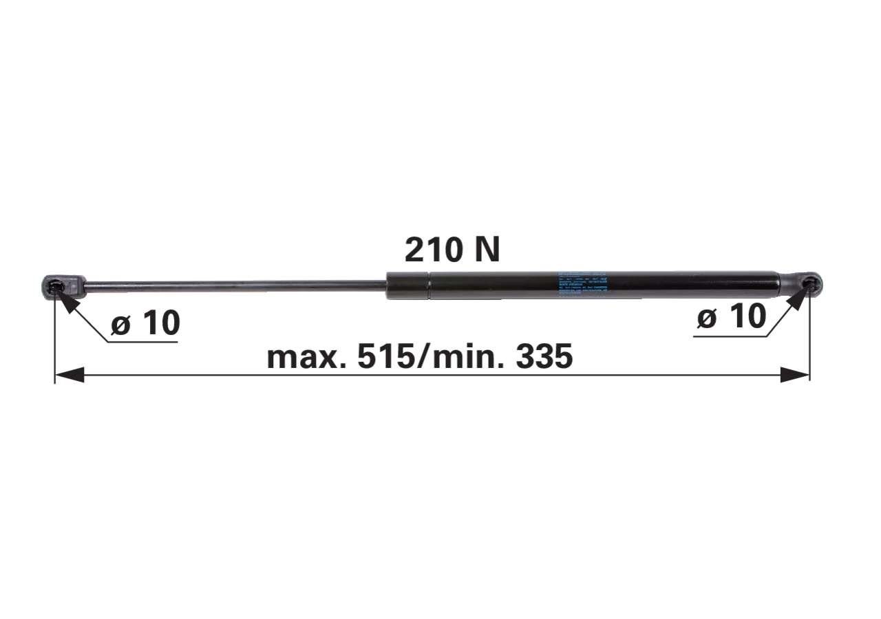 Stabilus Gasdruckfeder für Heckscheibe INTER-STOP mit 2 Stufen, 210 N, 515 mm, anstelle CNH 84370227 Stabilus
