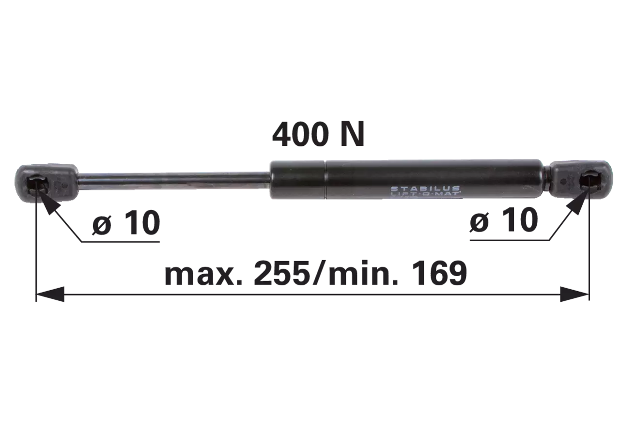 Stabilus Gasdruckfeder für Türe 400 N, 255 mm, anstelle von SLH 0.016.9733.4 Stabilus