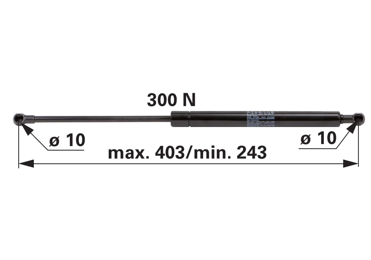 Stabilus Gasdruckfeder für Türe, 300 N, Länge 403 mm, anstelle von Fendt H334810030201 Stabilus