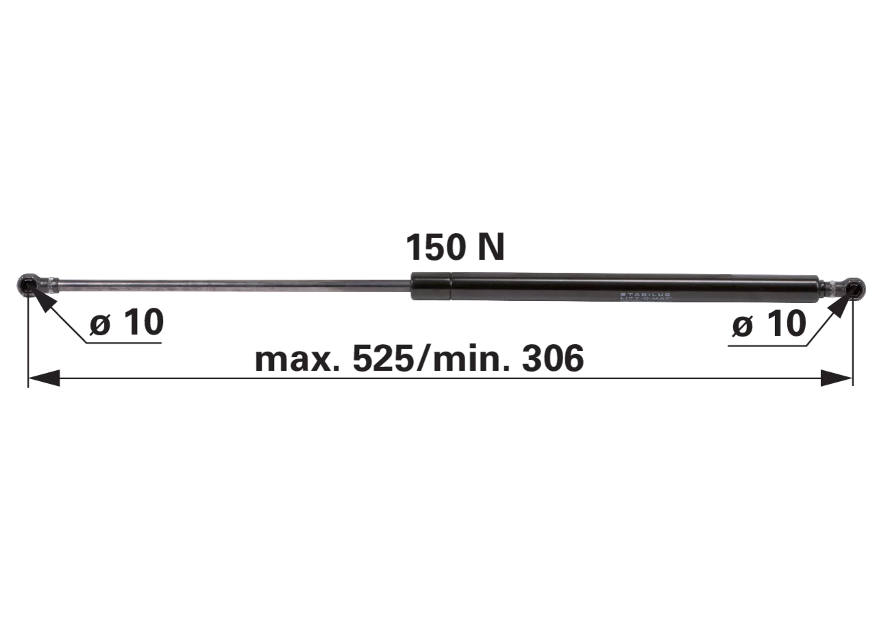 Stabilus Gasdruckfeder für Tür-, Front- und Heckscheibe 150 N Stabilus